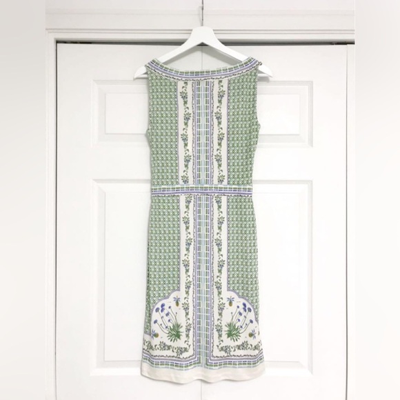 TORY BURCH Dress, Talía Botanical Knee-Length Green Silk Runway Dress, EUC, S - Picture 2 of 4